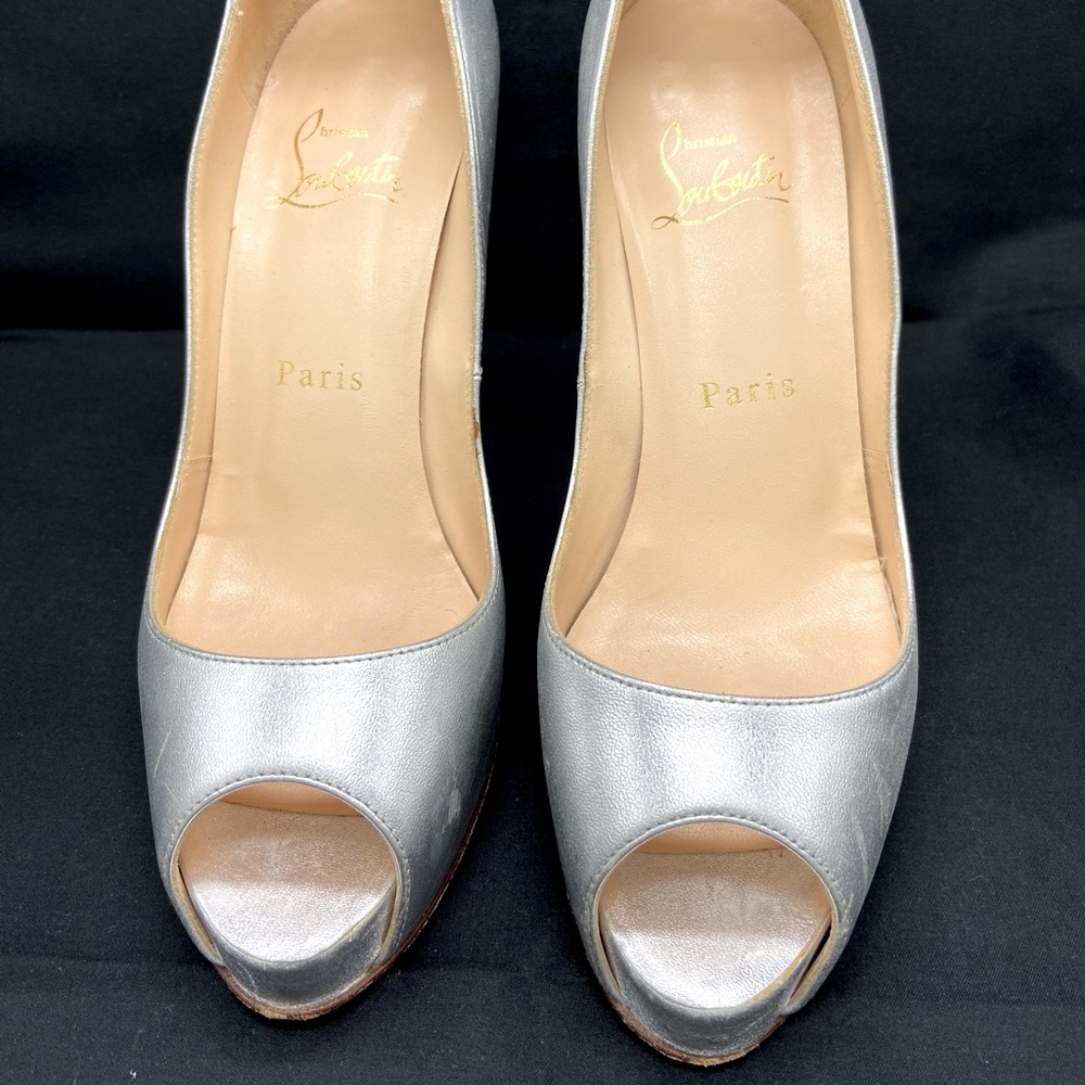 Christian Louboutin Silver Peep-Toe